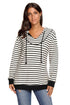 Sexy White Black Stripes Women Casual Hoodie
